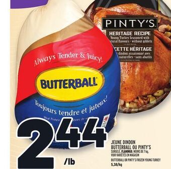 Metro Jeune dindon butterball ou pinty's | butterball or pinty's frozen young turkey offer
