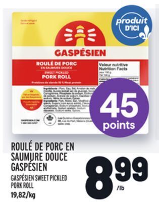 Metro Roulé de porc en saumure douce gaspésien | gaspésien sweet pickled pork roll offer
