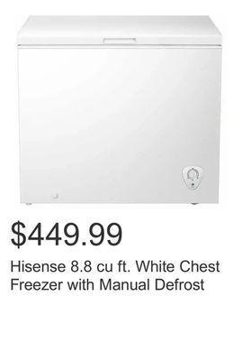 Costco Hisense 8.8 cu ft. white chest freezer with manual defrost offer