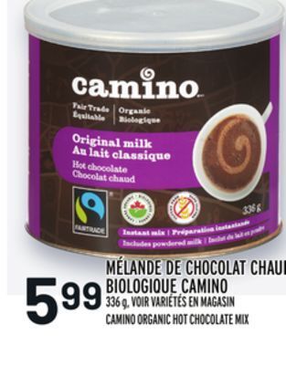 Metro Mélande de chocolat chaud biologique camino | camino organic hot chocolate mix offer