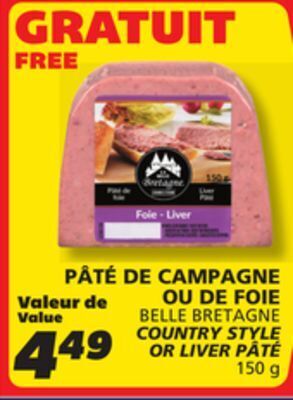 IGA Belle bretagne country style or liver pâté offer