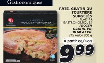 IGA Plaisirs gastronomiques frozen gratin, pie or meat pie offer