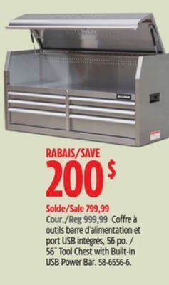 Canadian Tire Maximum 56 tool chest with built-in usb power bar offer