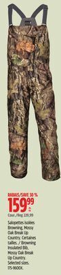 Canadian Tire Browning insulated bib, mossy oak break up country offer