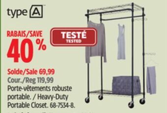 Canadian Tire Type a heavy-duty portable closet offer