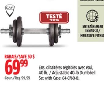 Canadian Tire Cap barbell adjustable 40-lb dumbbell set with case offer