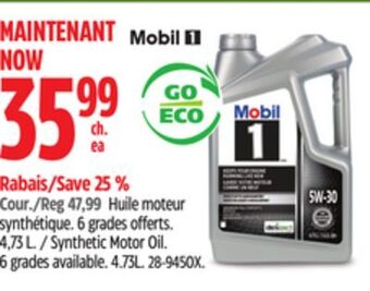 Canadian Tire Mobil 1 synthetic motor oil offer