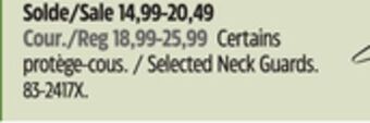 Canadian Tire Bauer selected neck guards offer