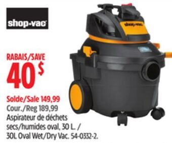 Canadian Tire Shop-vac 30l oval wet/dry vac offer