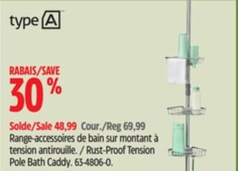 Canadian Tire Type a rust-proof tension pole bath caddy offer