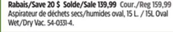 Canadian Tire Shop-vac 15l oval wet/dry vac offer