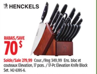 Canadian Tire Henckels 17-pc elevation knife block set offer
