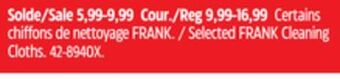 Canadian Tire Frank selected cleaning cloths offer