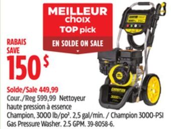 Canadian Tire Champion 3000-psi gas pressure washer offer