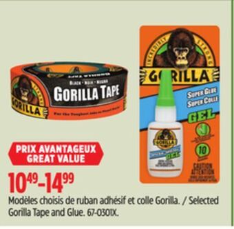 Canadian Tire Gorilla selected gorilla tape and glue offer