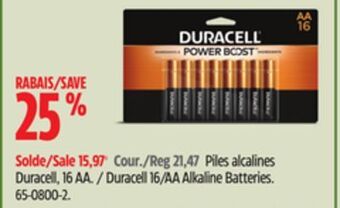 Canadian Tire Duracell 16/aa alkaline batteries offer