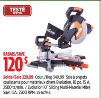 Canadian Tire Evolution 10 sliding multi-material mitre saw offer