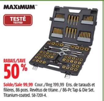 Canadian Tire Maximum 86-pc tap & die set offer