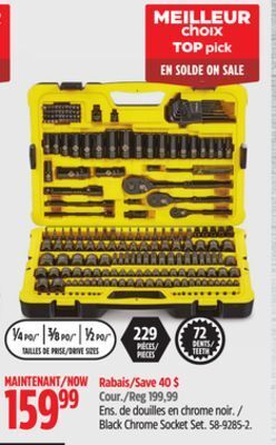 Canadian Tire Stanley black chrome socket set offer