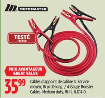 Canadian Tire Motomaster 4-gauge booster cables offer