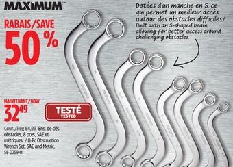 Canadian Tire Maximum 8-pc obstruction wrench set, sae and metric offer