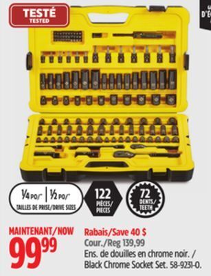 Canadian Tire Stanley black chrome socket set offer