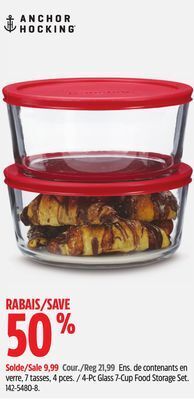 Canadian Tire Anchor hocking 4-pc glass 7-cup food storage set offer
