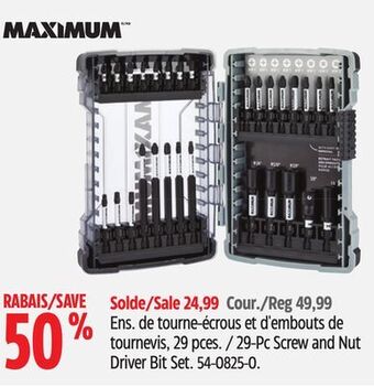 Canadian Tire Maximum 29-pc screw and nut driver bit set offer