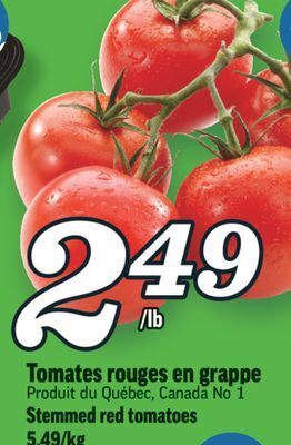 Marché Richelieu Tomates rouges en grappe | stemmed red tomatoes offer
