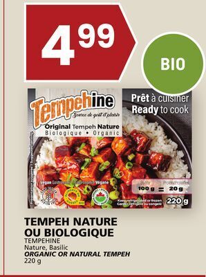Rachelle-Bery Grocery Tempehine nature, basilic organic or natural tempeh offer