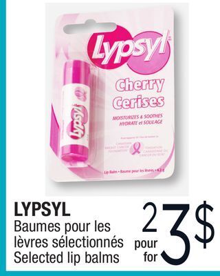 Jean Coutu Lypsyl selected lip balms offer