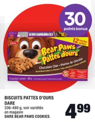 Super C Biscuits pattes d'ours dare | dare bear paws cookies offer