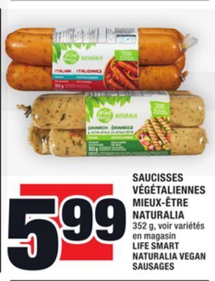 Super C Saucisses végétaliennes mieux-être naturalia | life smart naturalia vegan sausages offer