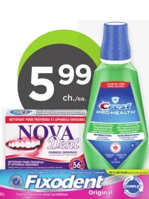 Proxim Fixodent, novadent ,crest offer
