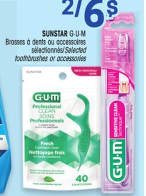 Uniprix Sunstar g·u·m brosses à dents ou accessoires sélectionnés/selected toothbrushes or accessories offer