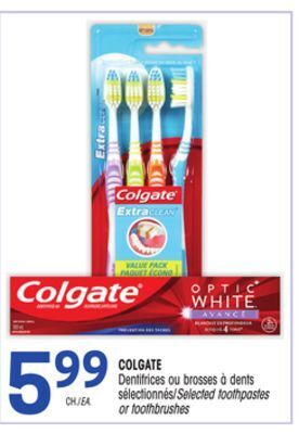 Uniprix Colgate dentifrices ou brosses à dents sélectionnés/selected toothpastes or toothbrushes offer