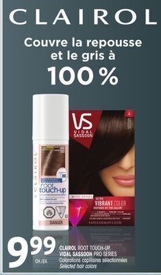 Uniprix Clairol root touch-up, vidal sassoon pro series colorations capillaires sélectionnées/selected hair colors offer