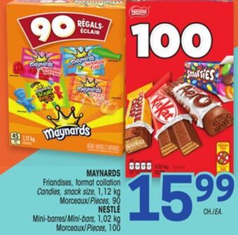 Uniprix Maynards friandises, format collation/candies, snack size, morceaux/pieces, nestlé mini-barres/mini-bars, morceaux/pieces offer