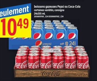 Maxi Boissons gazeuses pepsi ou coca-cola 24x355 ml offer