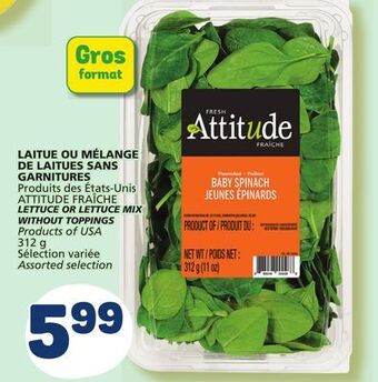 Marché Bonichoix Attitude lettuce or lettuce mix without toppings offer