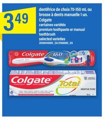 Maxi Dentifrice de choix 70-150 ml ou brosse à dents manuelle 1 un. colgate offer