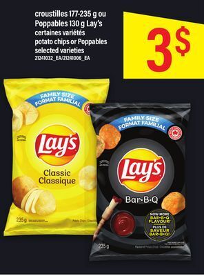 Maxi Croustilles 177-235 g ou poppables 130 g lay's offer