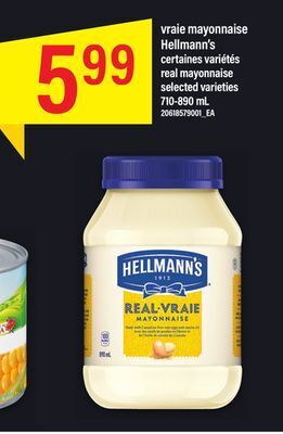 Maxi Vraie mayonnaise hellmann's, 710-890 ml offer