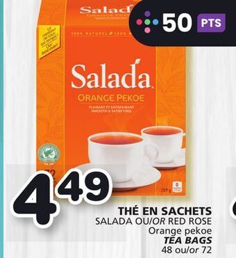 Marches Tradition Salada or red rose orange pekoe tea bags offer