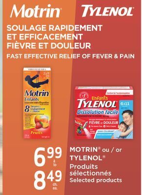Jean Coutu Motrin or tylenol selected products offer
