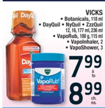 Jean Coutu Vicks botanicals, dayquil, nyquil, zzzquil , vaporub, vapoinhaler, vaposhower offer