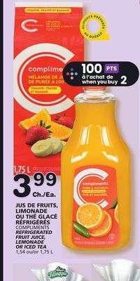 Marches Tradition Compliments refrigerated fruit juice,lemonade or iced tea offer