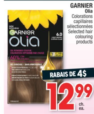 Jean Coutu Garnier olia selected hair colouring products offer