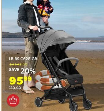 Shopper+ Portable folding lightweight baby stroller, foldable compact stroller, grey - livingbasics offer