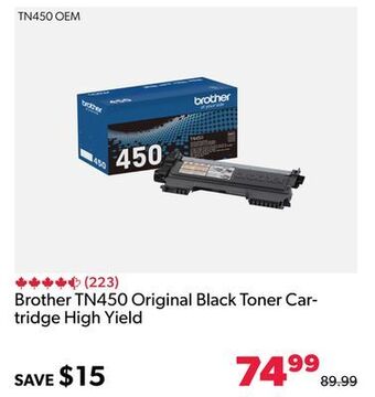 Shopper+ Brother tn450 original black toner cartridge high yield offer
